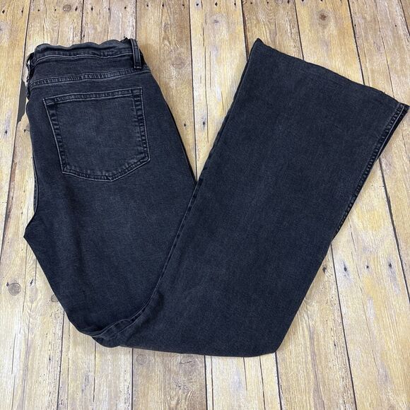FRAME Le High Flare Jeans Obsidian Clean Side Slit Jeans Women Size 29 (31X32) - Picture 1 of 11